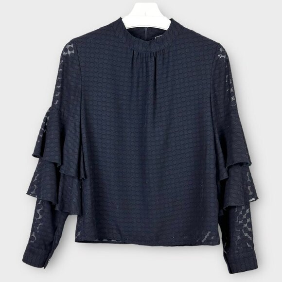 Sinéquanone Paris Semi Sheer Swiss Dot Blouse Navy - Picture 9 of 9